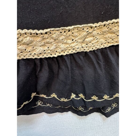 Womens Semi Sheer Halter Dress Black Gold Flowy Embroidered Boho Open Back Beach - Picture 7 of 9